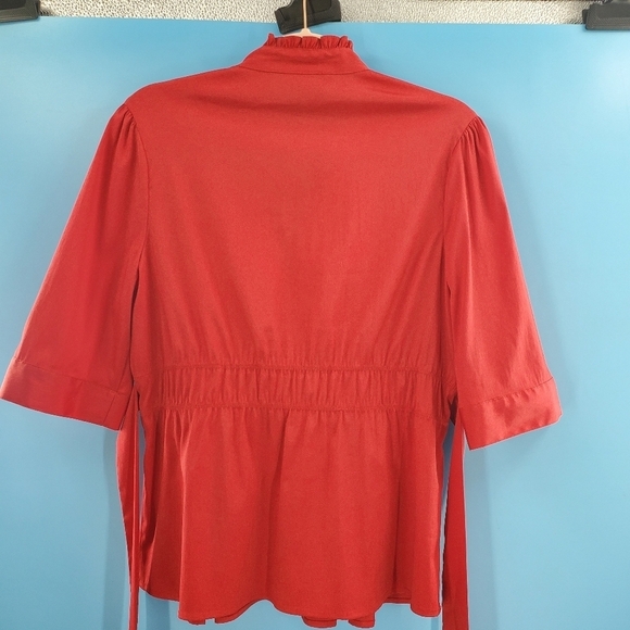 Stretch red ruffle blouse XL - Picture 10 of 13